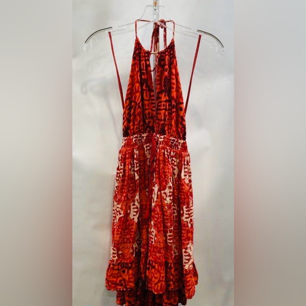 Free people Red Patterned Halter Dress xs NWOT